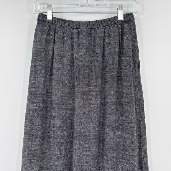 Eileen Fisher Italian Fabric Linen Maxi Skirt Gray Textured Pockets Womens Sz XS - Picture 9 of 12